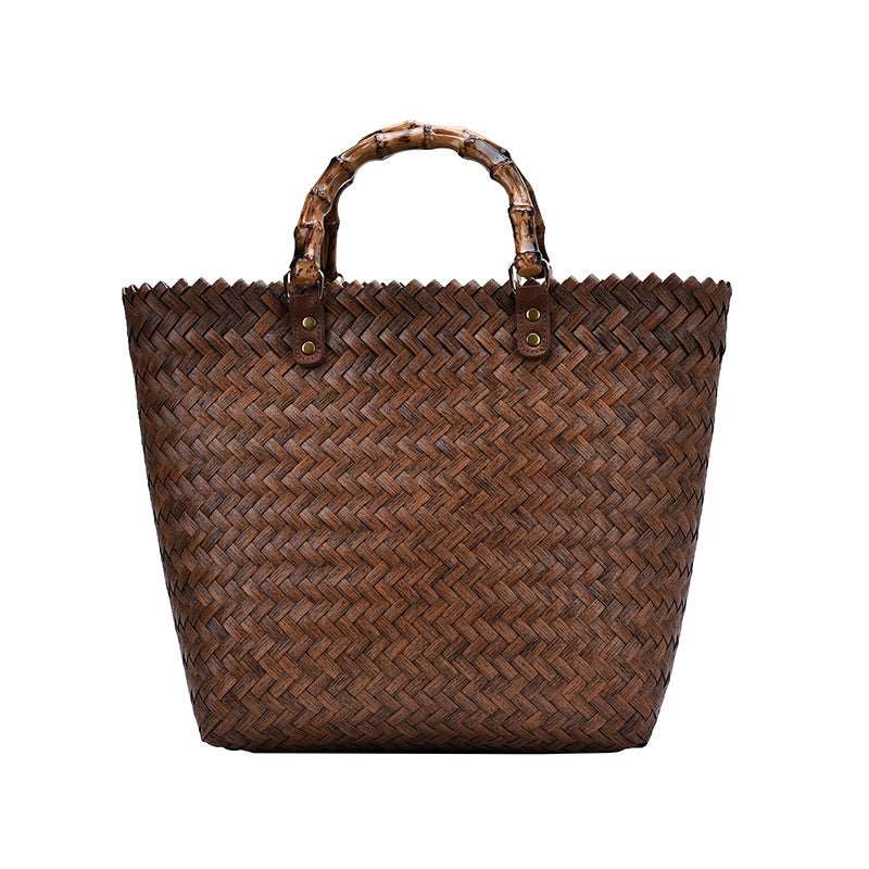Retro Large Capacity Woven Handbag - Wazzi's Wear