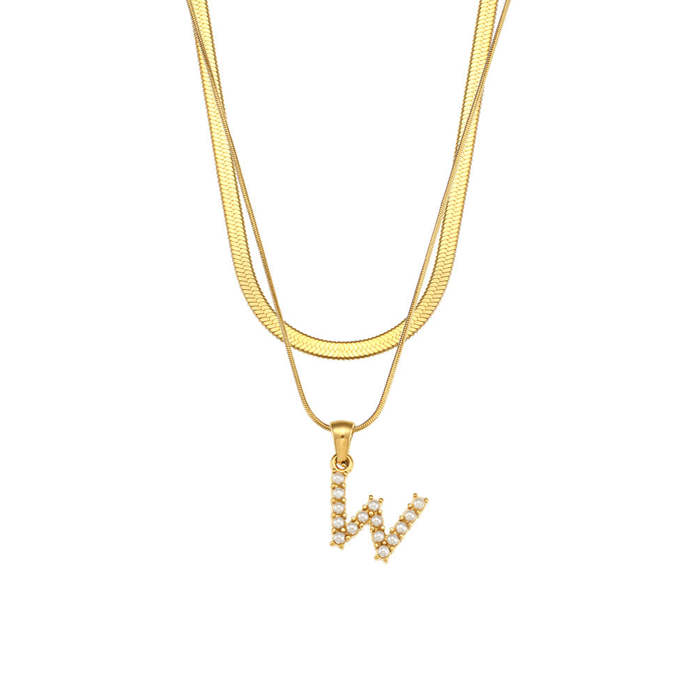 Women's Double-layer Chain Pearl Pendant Necklace