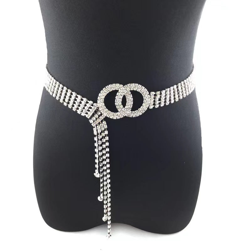 Women's Rhinestone Diamond Belt in Gold or Silver - Wazzi's Wear