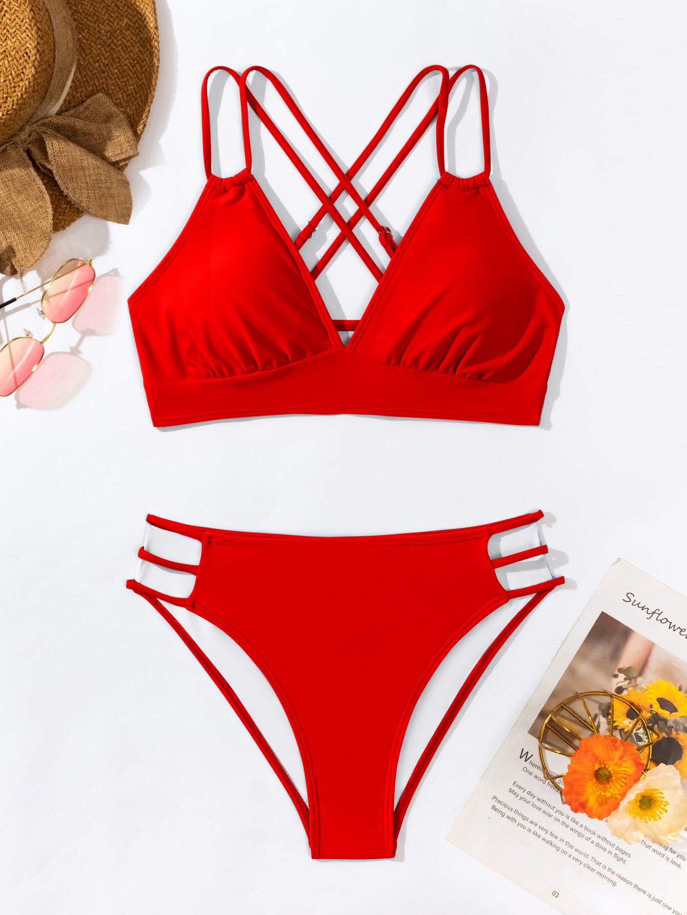 Bikini dos nu à col en V pour femme en 6 couleurs S-XL