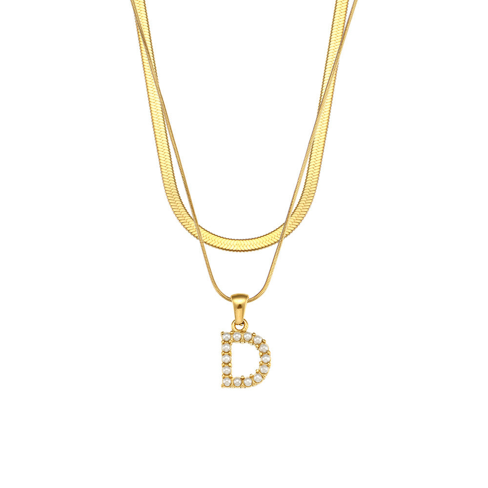 Women's Double-layer Chain Pearl Pendant Necklace