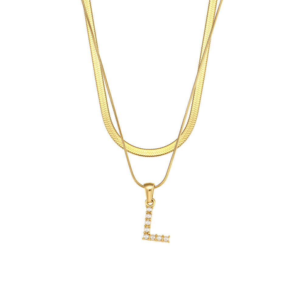 Women's Double-layer Chain Pearl Pendant Necklace
