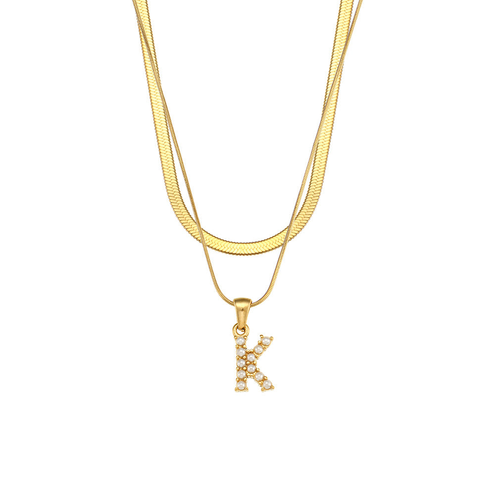 Women's Double-layer Chain Pearl Pendant Necklace