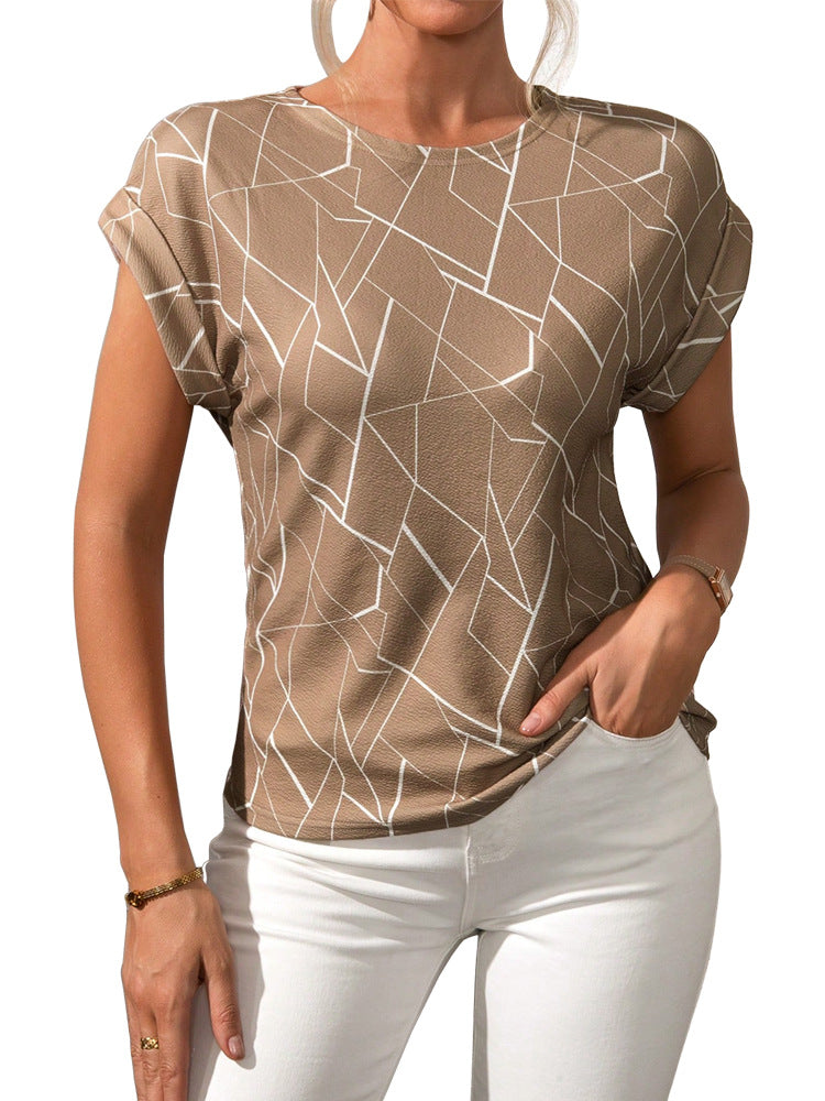 Women's Geometric Print Short Sleeve Blouse