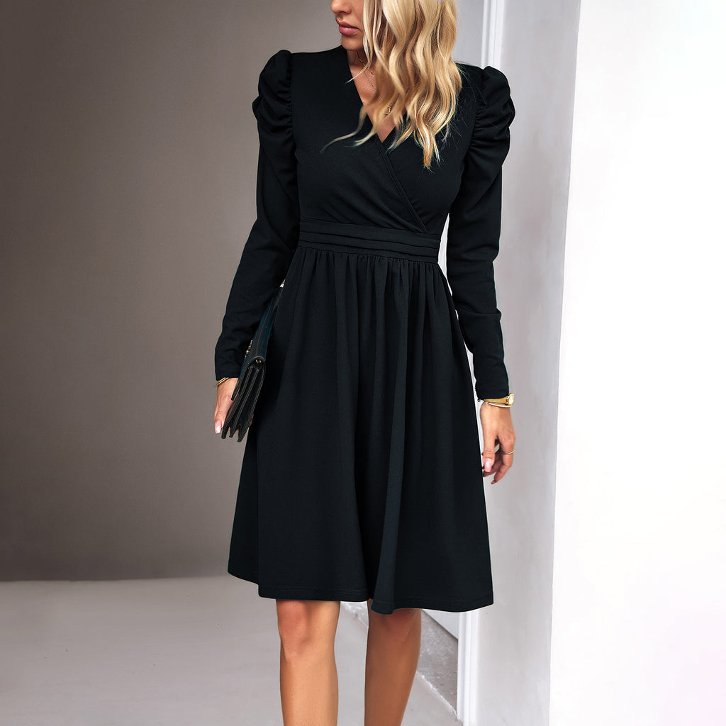 Women's V-Neck Long Sleeve Midi Dress in 4 Colors Sizes 4-18 - Wazzi's Wear