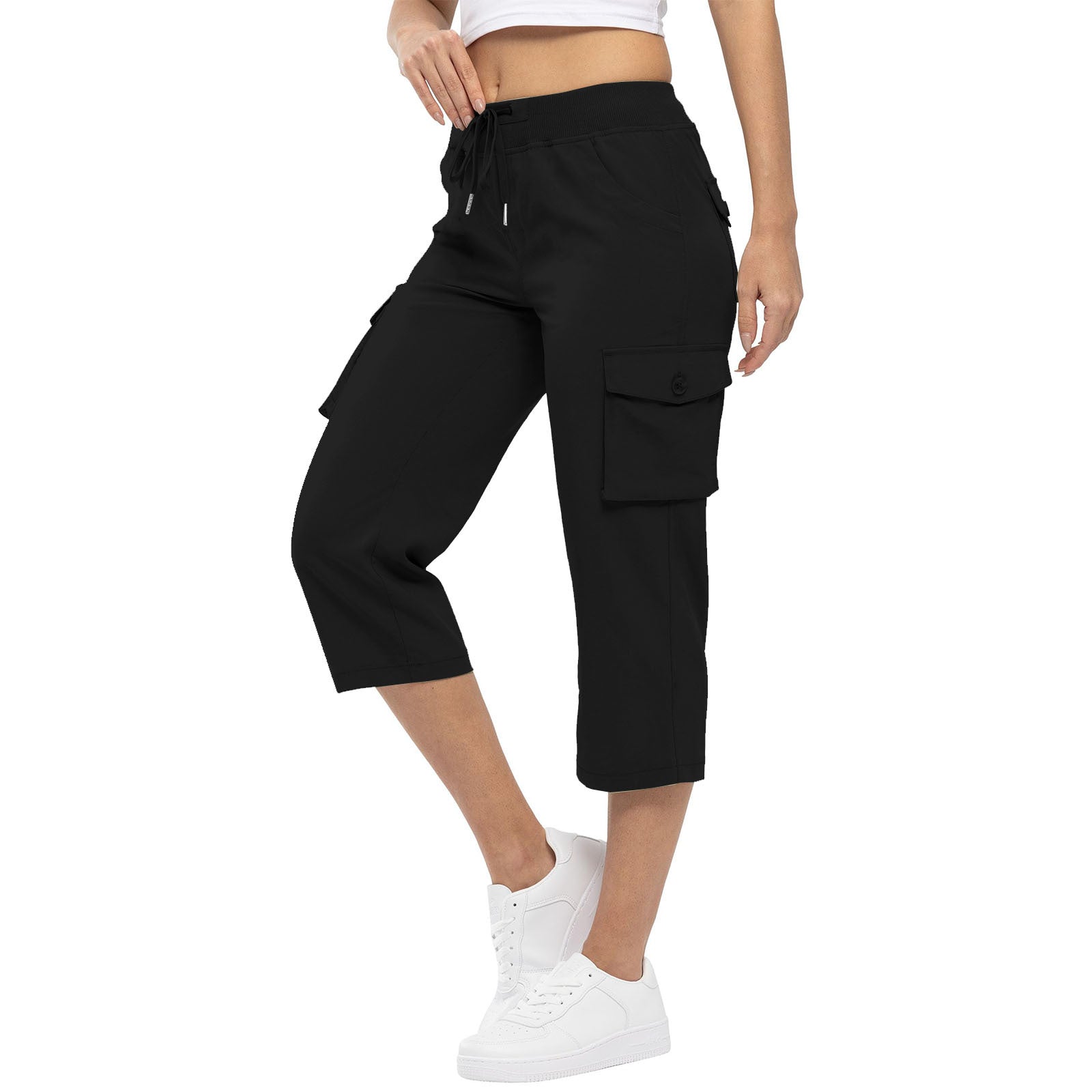 Women’s Capris with Drawstring High Waist and Pockets