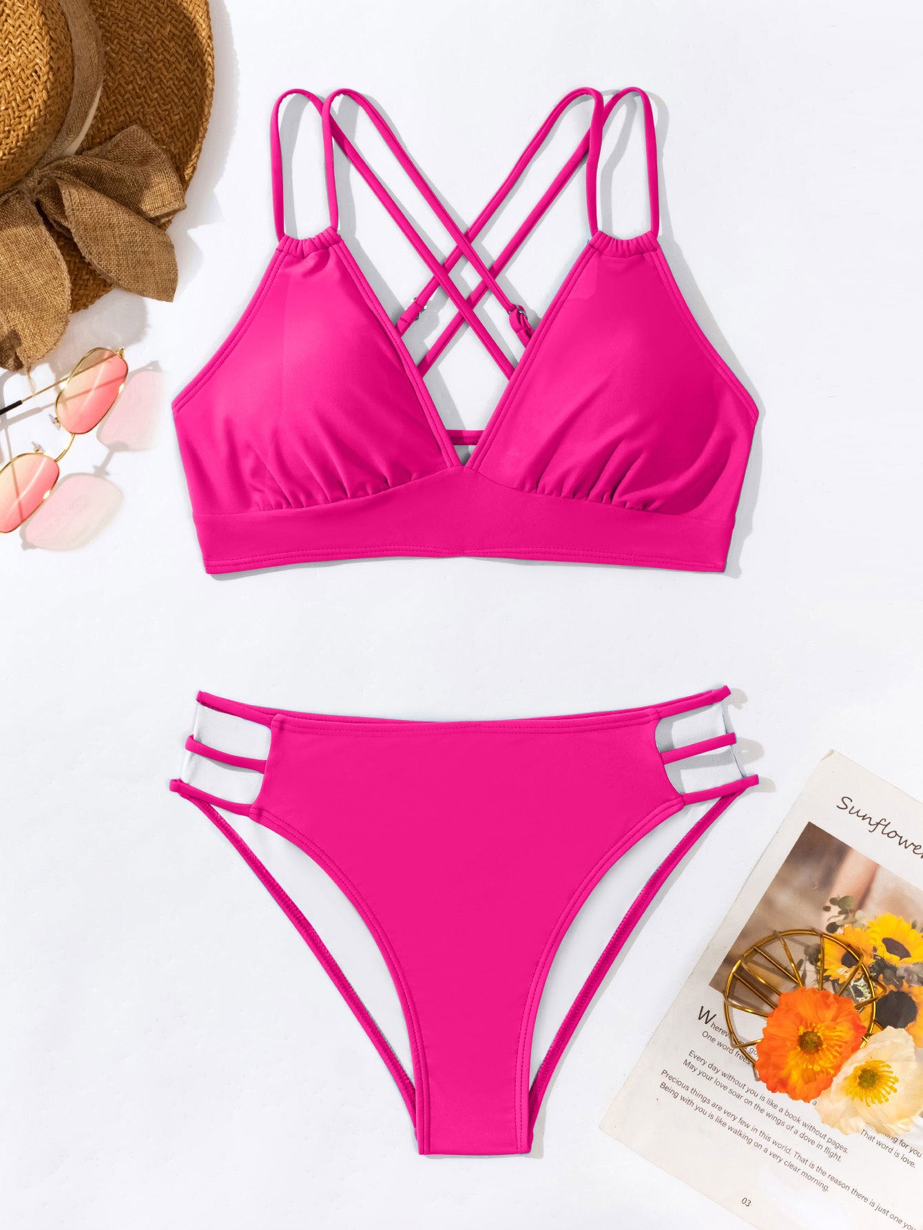 Bikini dos nu à col en V pour femme en 6 couleurs S-XL