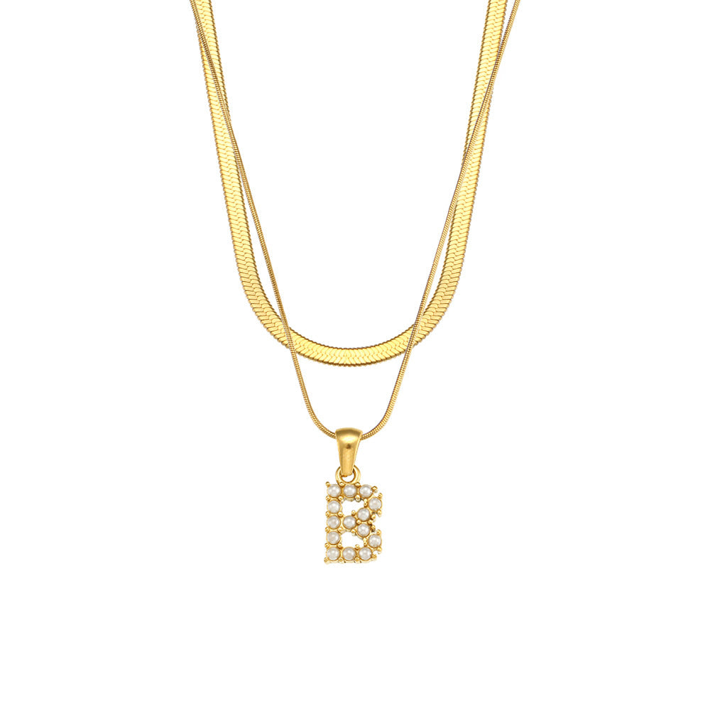 Women's Double-layer Chain Pearl Pendant Necklace