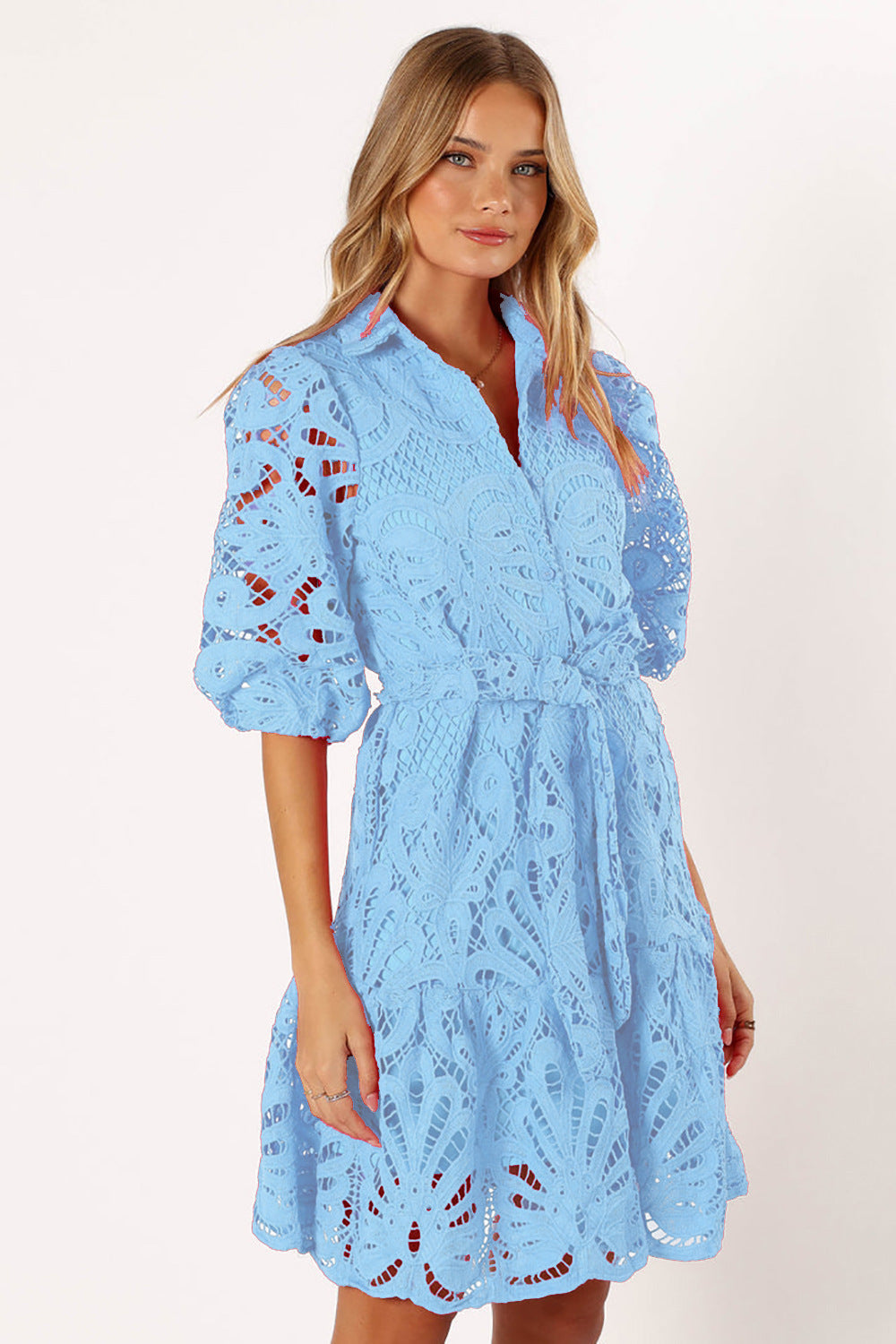 Shirt Sexy Cutout Water Soluble Lace Flower Dress