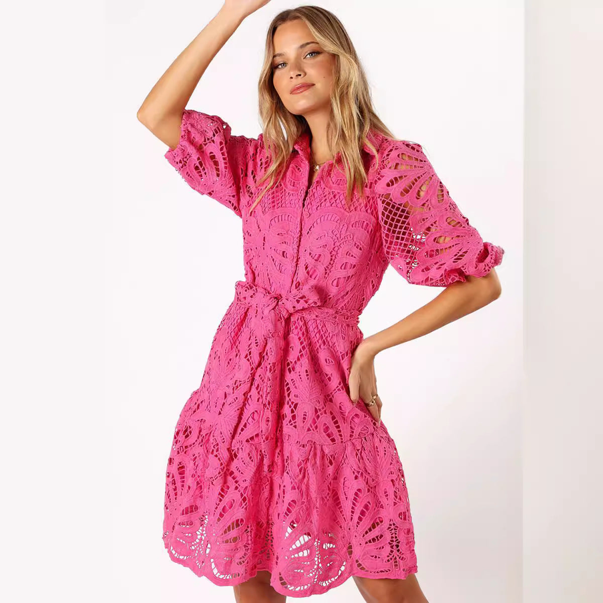 Shirt Sexy Cutout Water Soluble Lace Flower Dress