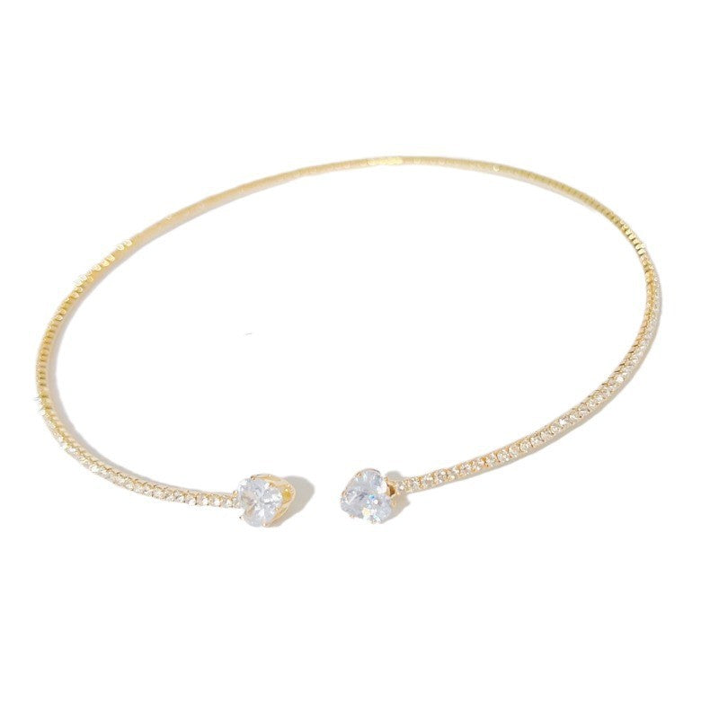 Women’s Heart-Shaped Zircon Choker Necklace