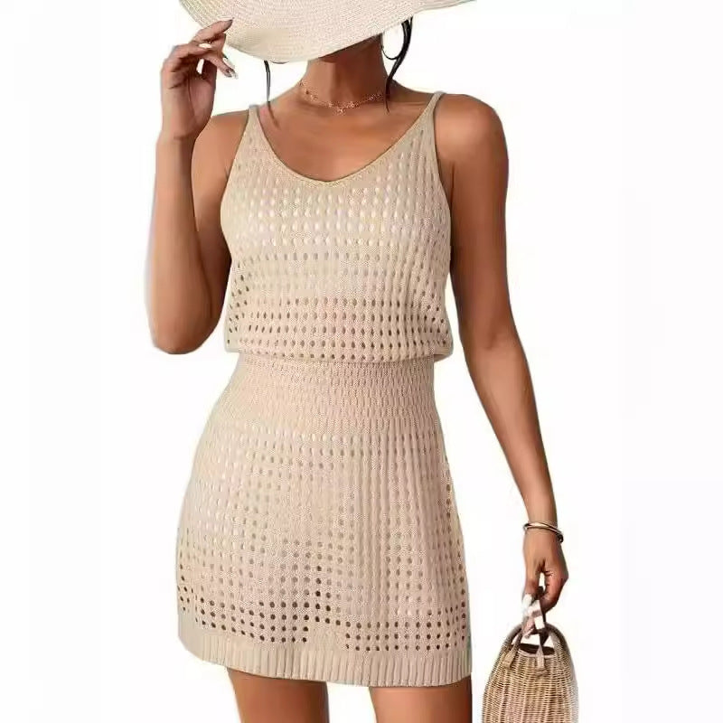 Minivestido de verão em malha para mulher com funda em 6 cores S-XL