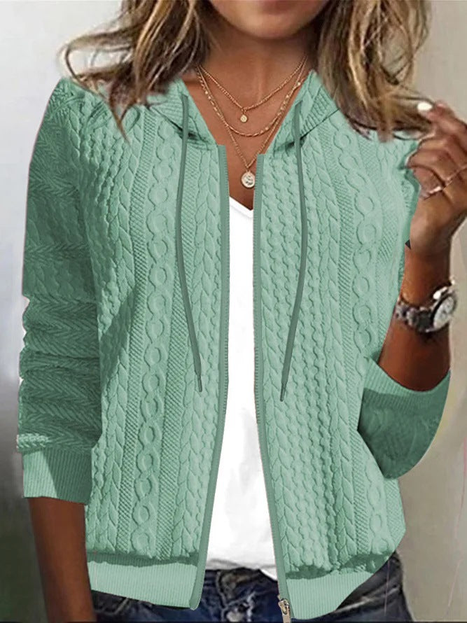 Women’s Solid Color Hooded Long Sleeve Sweater in 7 Colors S-XXL - Wazzi's Wear