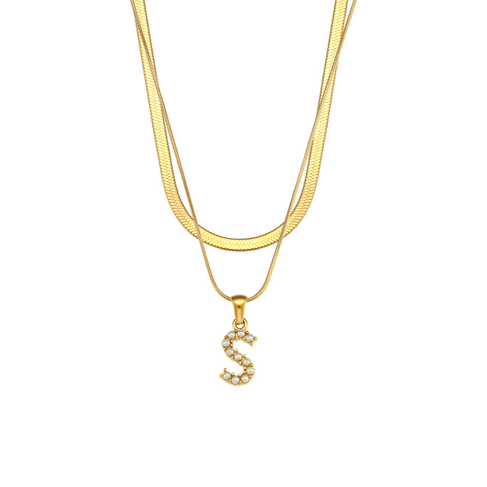 Women's Double-layer Chain Pearl Pendant Necklace