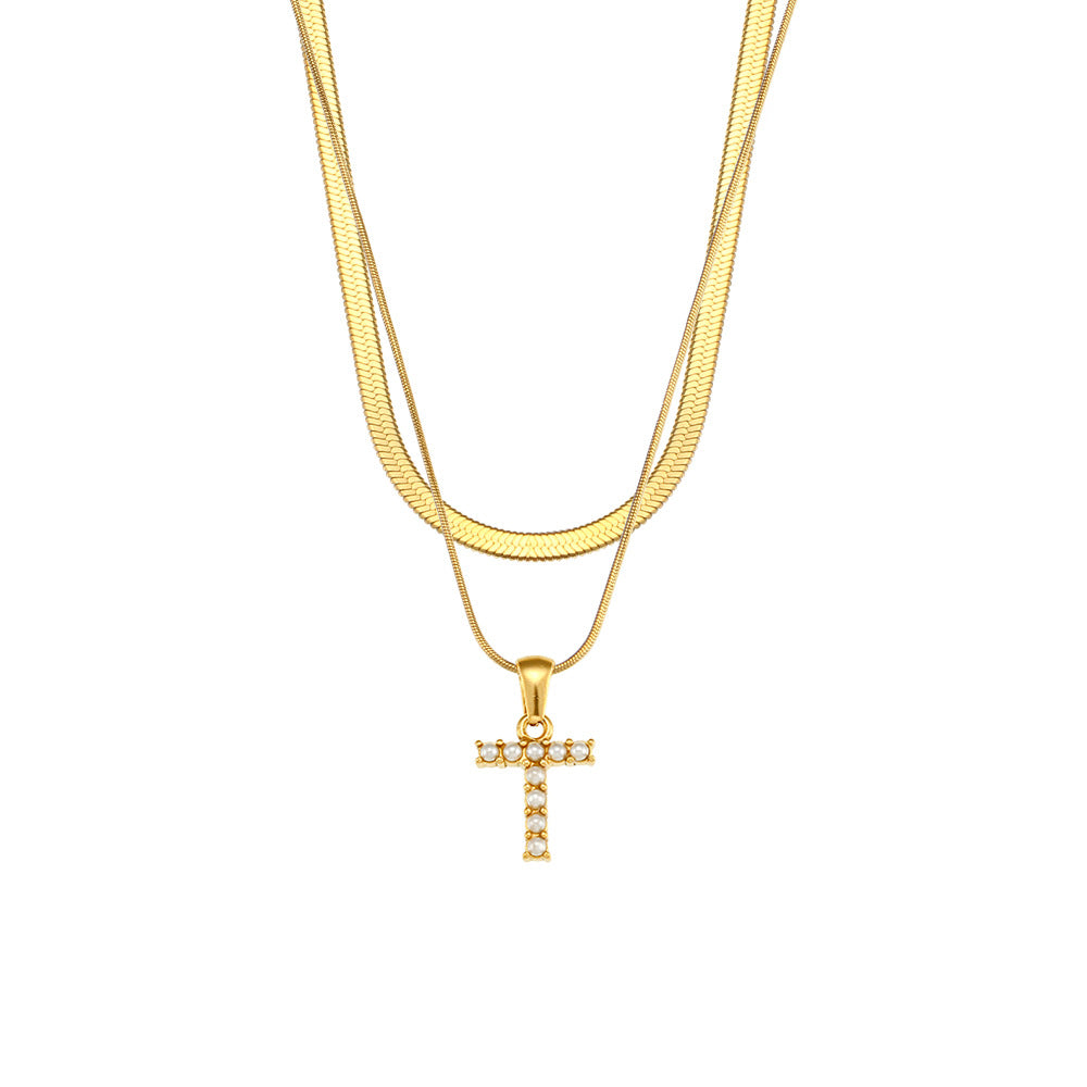 Women's Double-layer Chain Pearl Pendant Necklace
