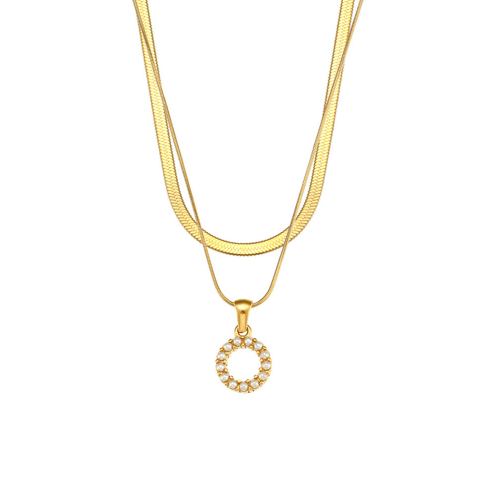 Women's Double-layer Chain Pearl Pendant Necklace