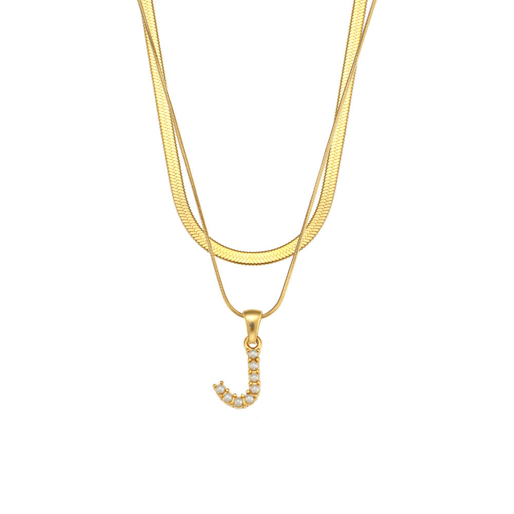 Women's Double-layer Chain Pearl Pendant Necklace