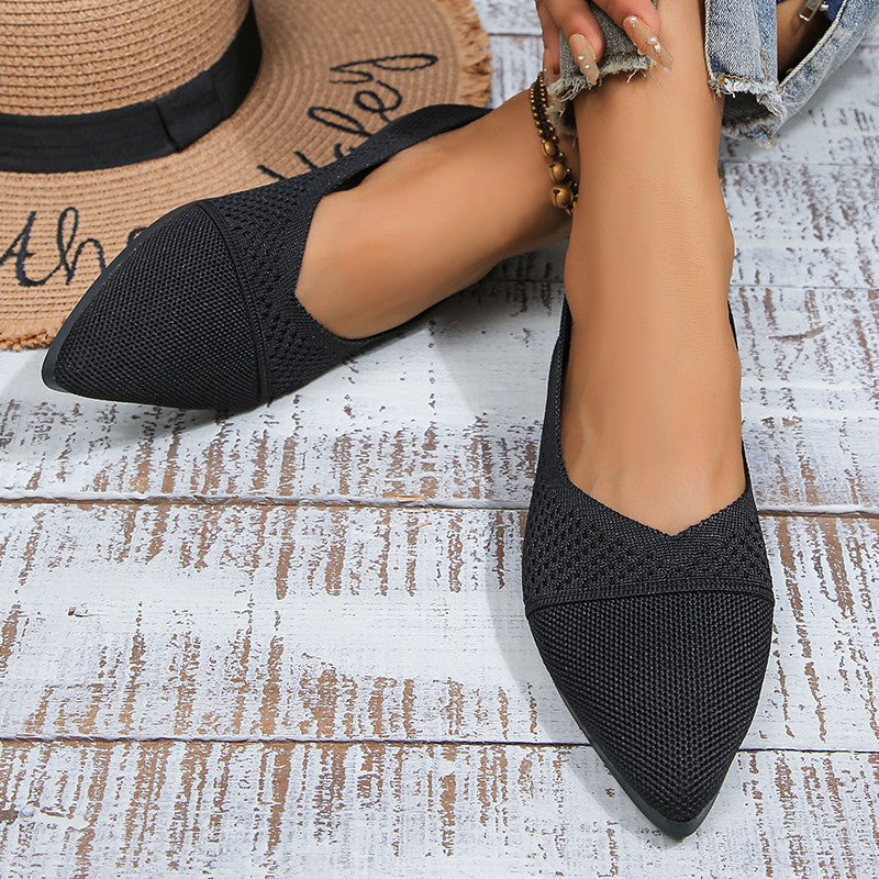 Women’s Pointed Toe Flat Sole Slip On Shoes