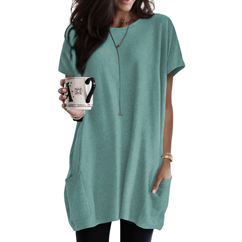 Women’s Long Short Sleeve Top with Pockets in 16 Colors S-2XL - Wazzi's Wear