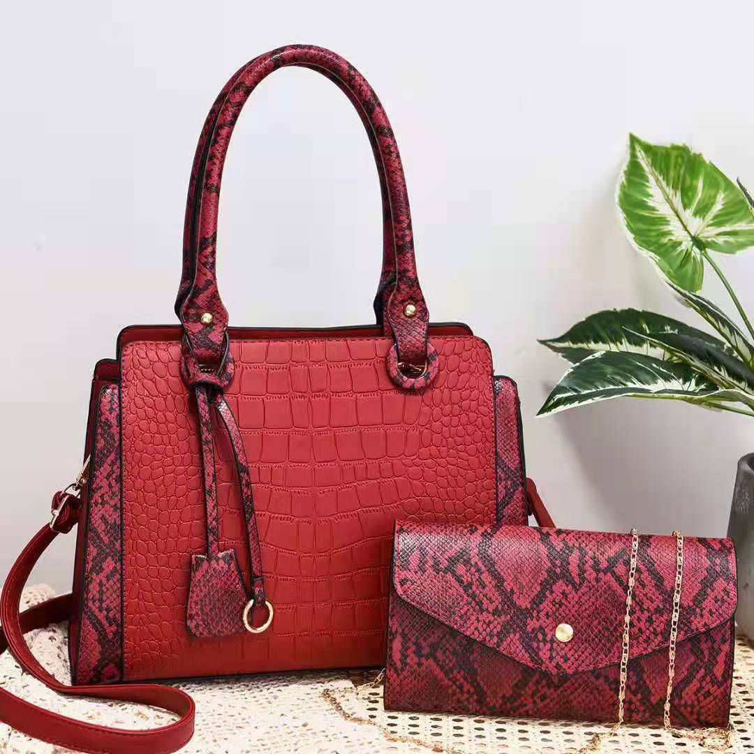 Women’s Snake Print Hand Shoulder Bag Two Piece Set