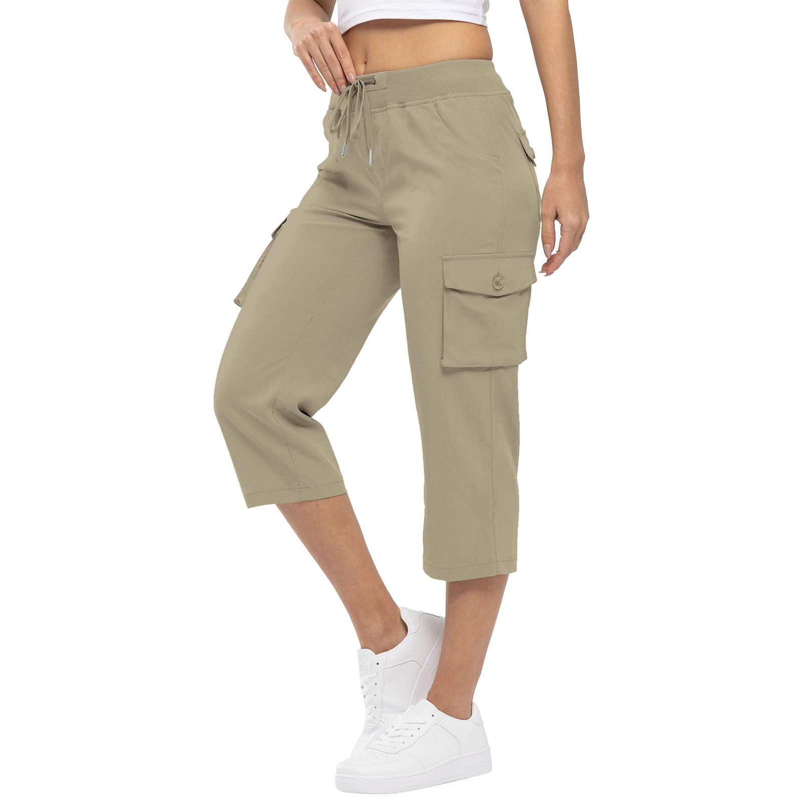 Women’s Capris with Drawstring High Waist and Pockets