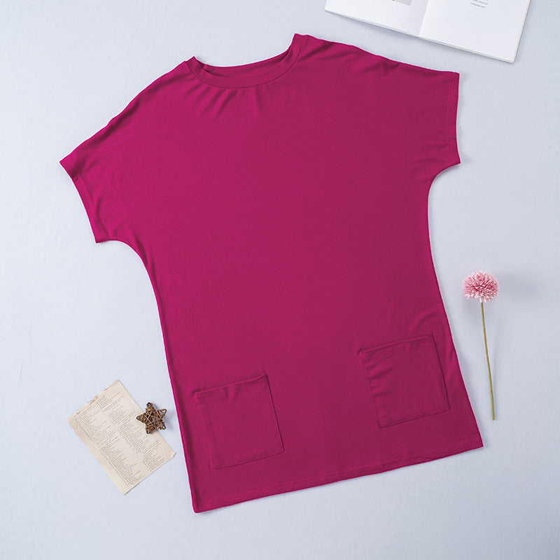 Women’s Long Short Sleeve Top with Pockets in 16 Colors S-2XL - Wazzi's Wear