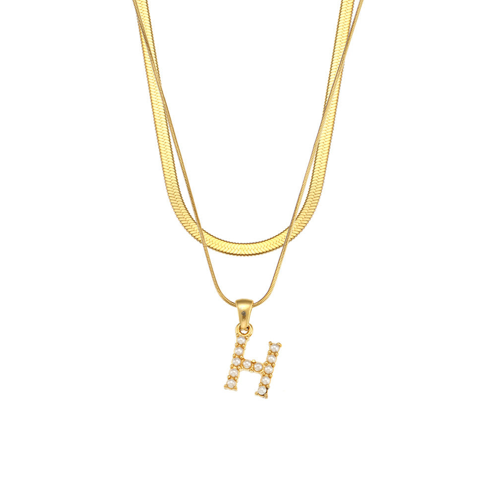 Women's Double-layer Chain Pearl Pendant Necklace