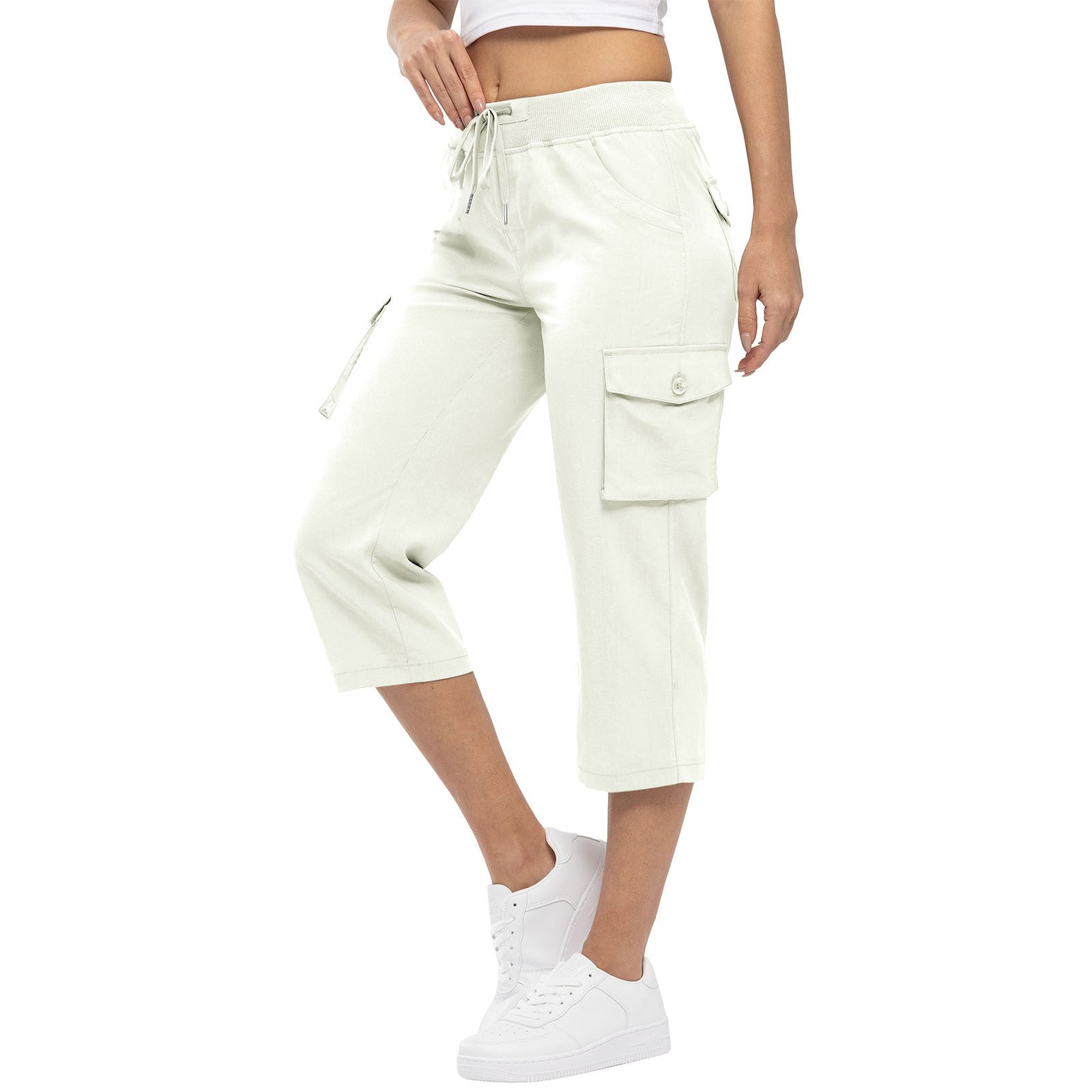 Women’s Capris with Drawstring High Waist and Pockets