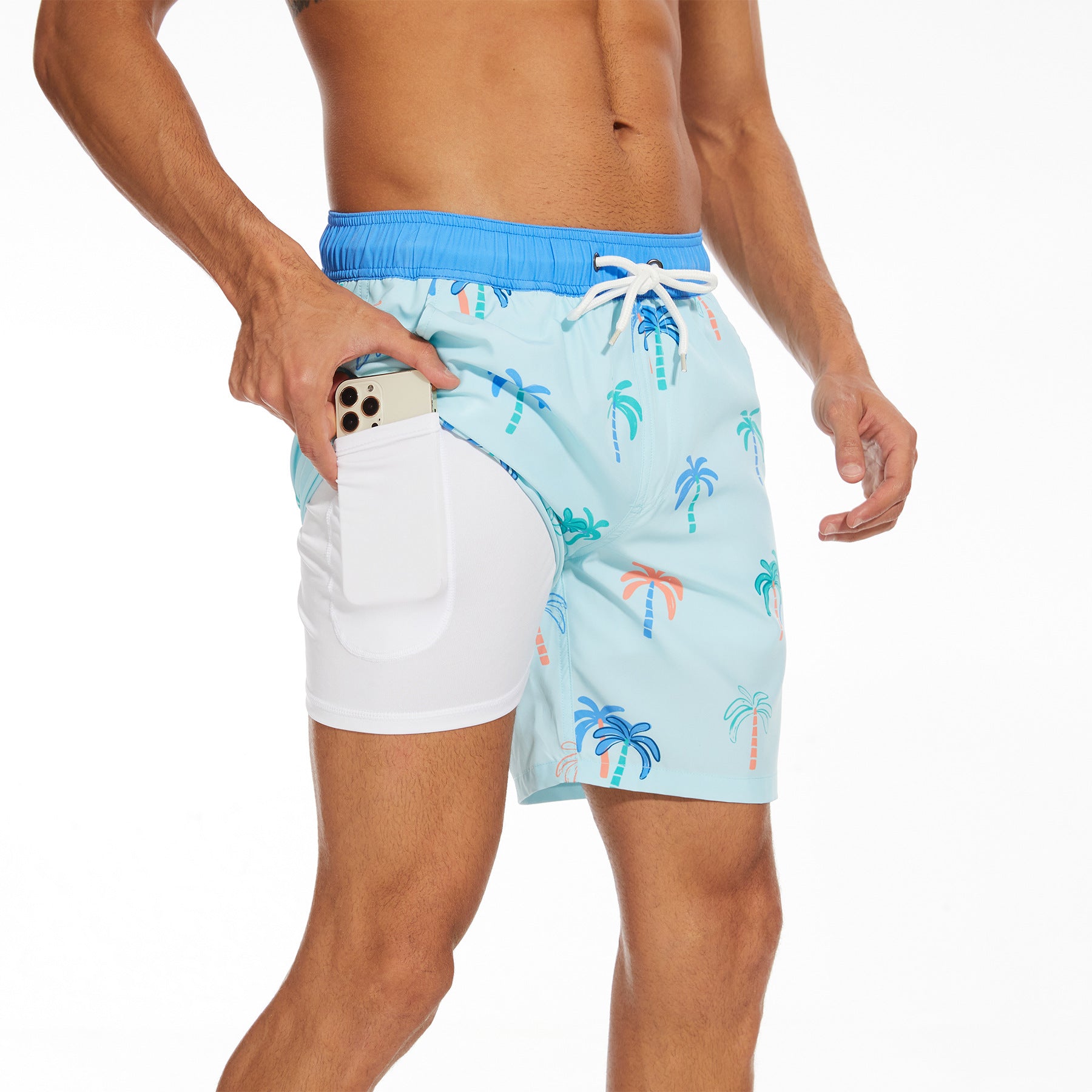 Men's Swim Shorts with Pockets and Drawstring in 11 Colors S-3XL