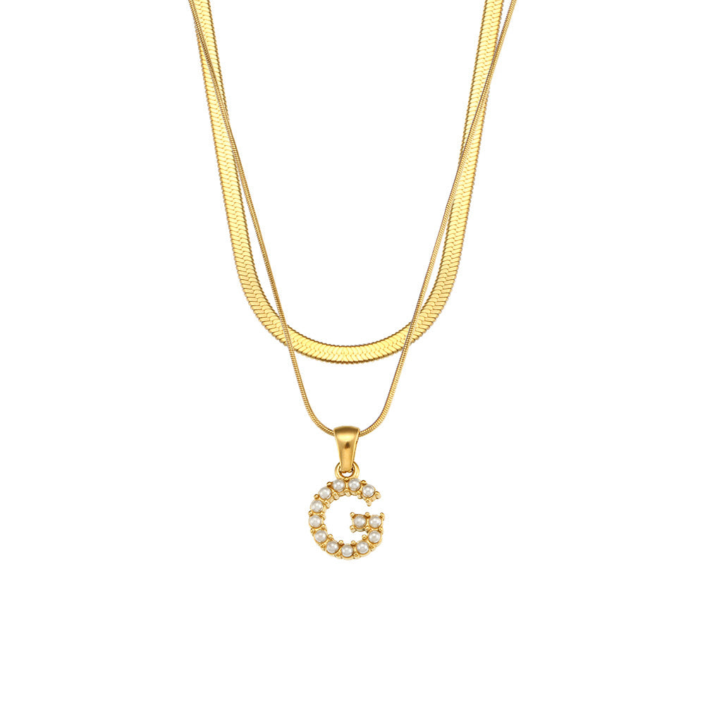 Women's Double-layer Chain Pearl Pendant Necklace
