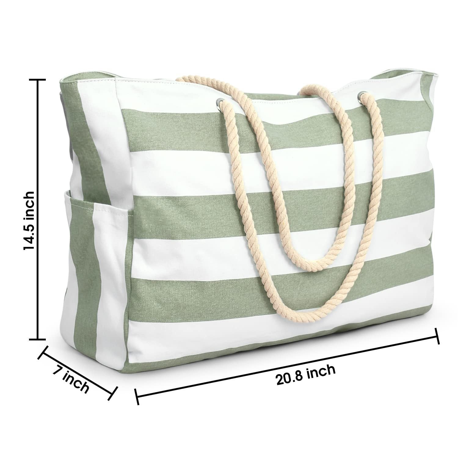 Women’s Large Capacity Striped Canvas Beach Tote