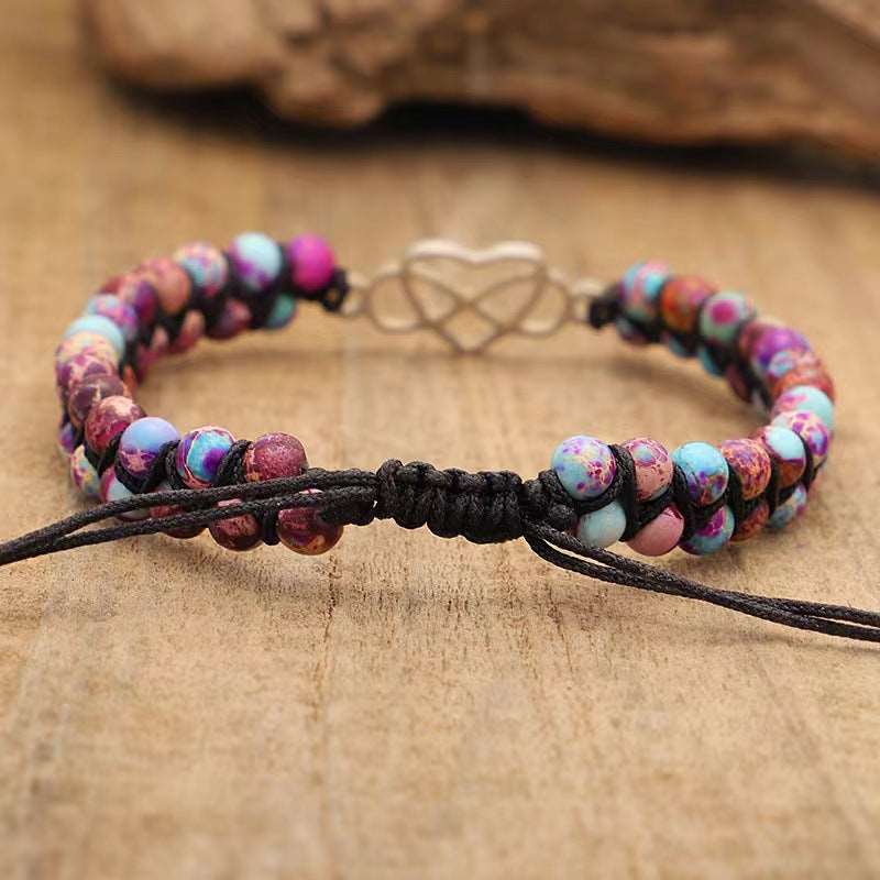 Bohemian Double Layer Stone Bracelet with Heart - Wazzi's Wear