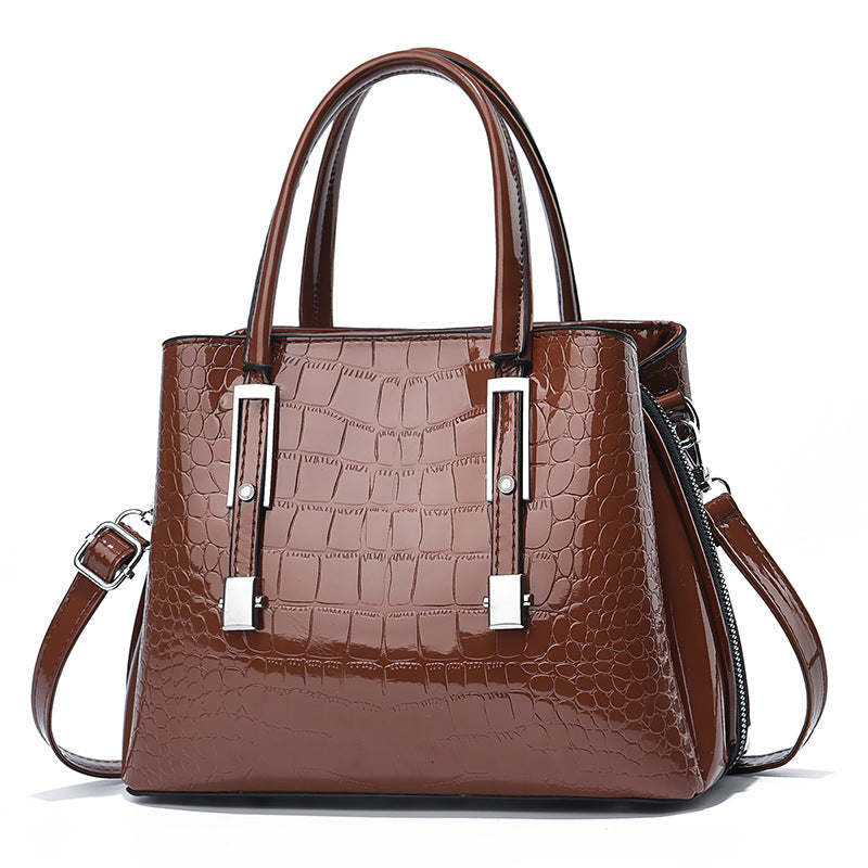 Women’s Crocodile Pattern Crossbody Bag with Zipper