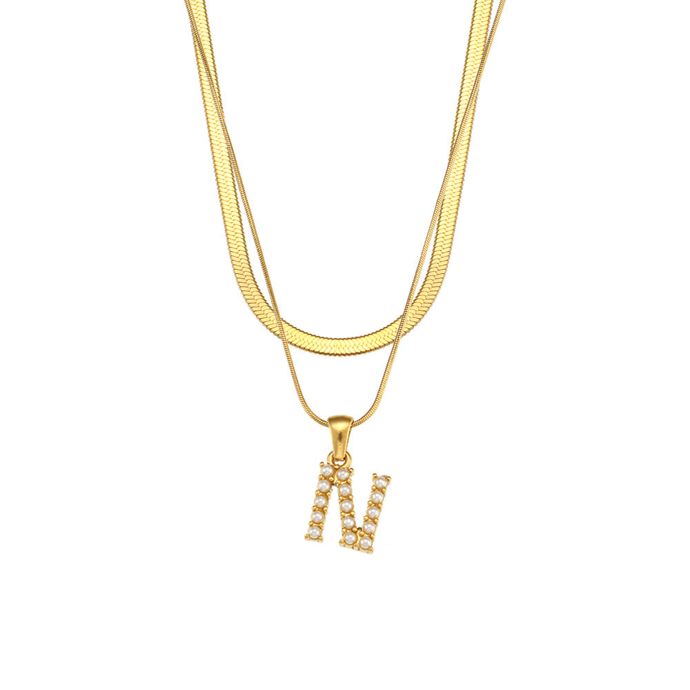 Women's Double-layer Chain Pearl Pendant Necklace