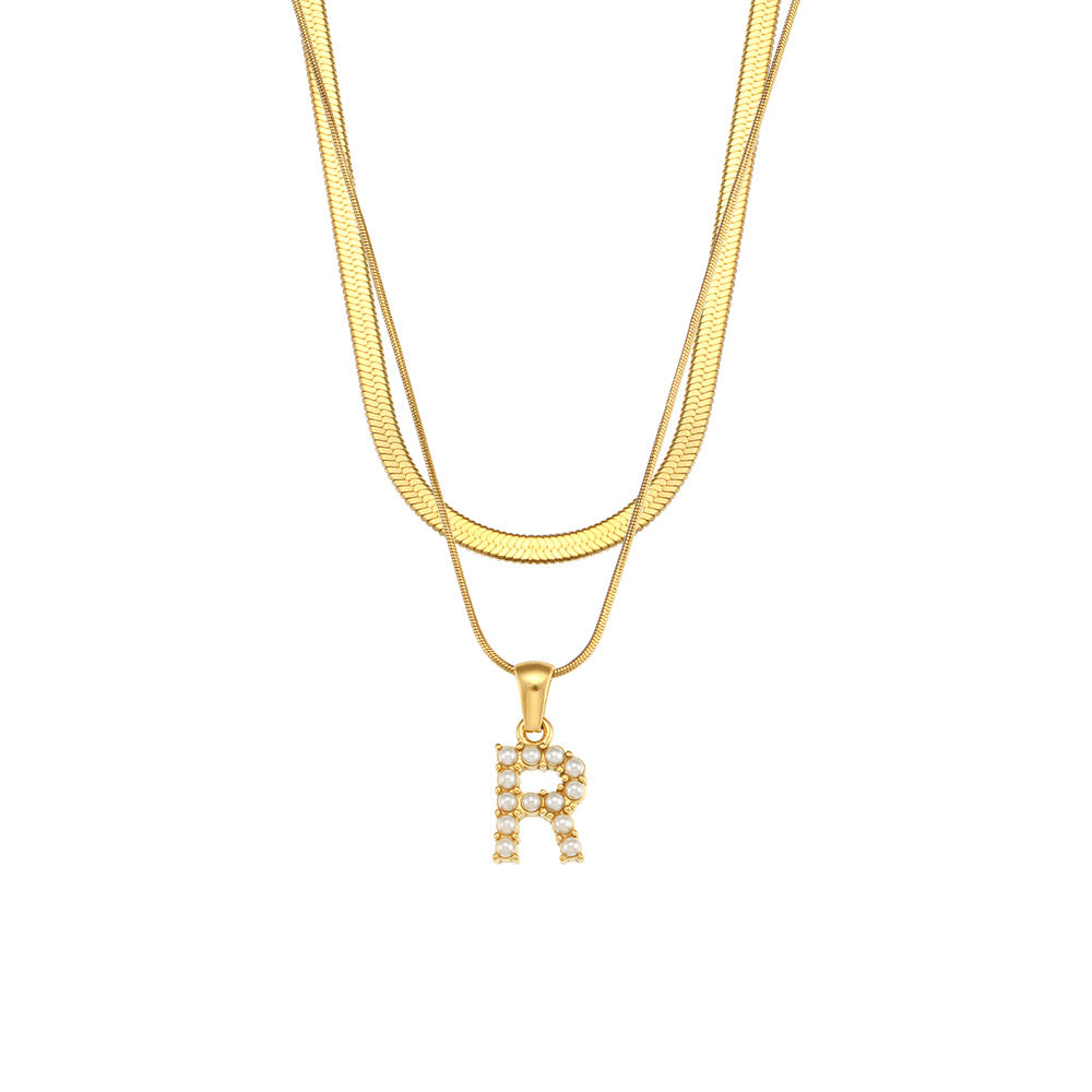 Women's Double-layer Chain Pearl Pendant Necklace