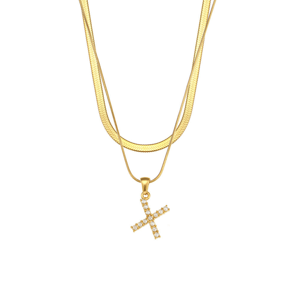 Women's Double-layer Chain Pearl Pendant Necklace