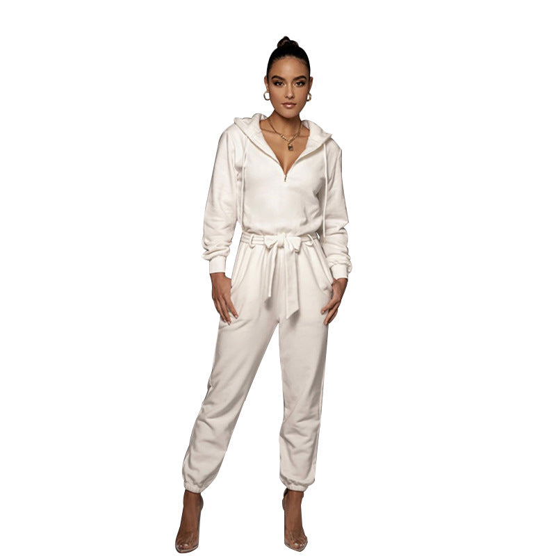 Women’s Long Sleeve Hooded Leisure Jumpsuit in 4 Colors XS-XL - Wazzi's Wear