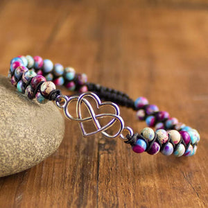 Bohemian Double Layer Stone Bracelet with Heart - Wazzi's Wear