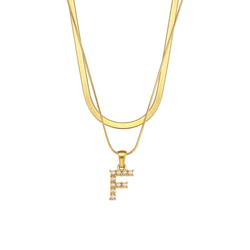 Women's Double-layer Chain Pearl Pendant Necklace