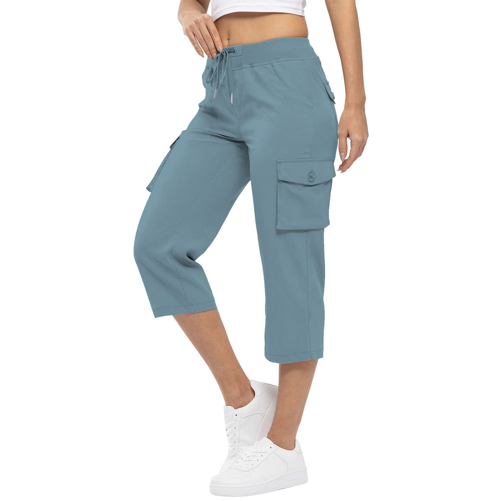 Women’s Capris with Drawstring High Waist and Pockets