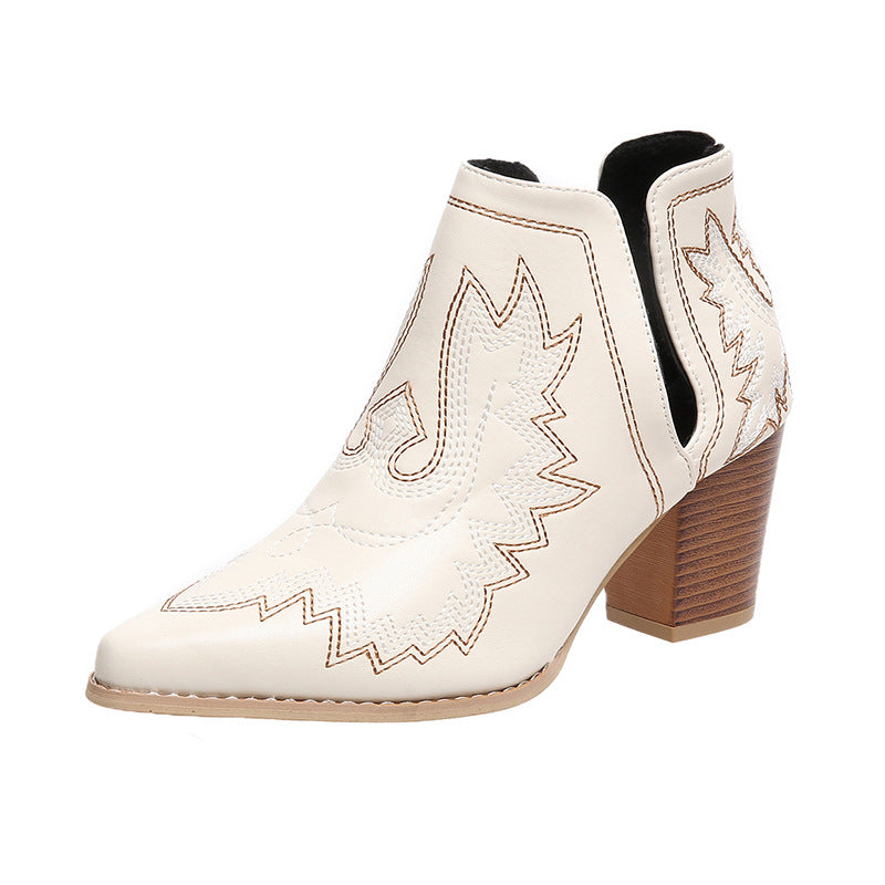 Women’s Embroidered Pointed Toe Ankle Cowboy Boots