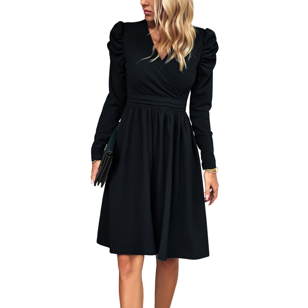 Women's V-Neck Long Sleeve Midi Dress in 4 Colors Sizes 4-18 - Wazzi's Wear