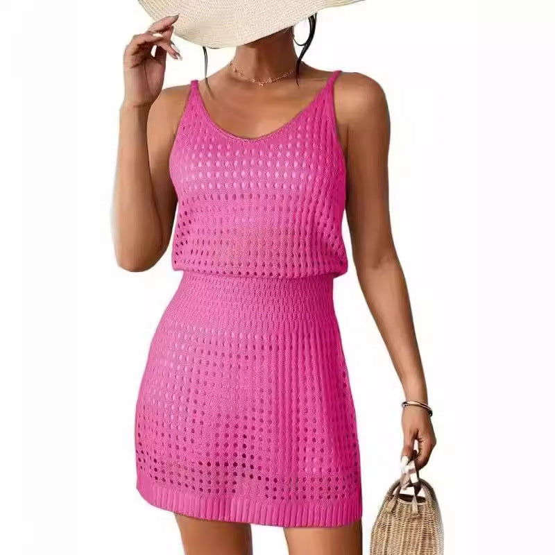 Women’s Knit Summer Sling Mini Dress in 6 Colors S-XL