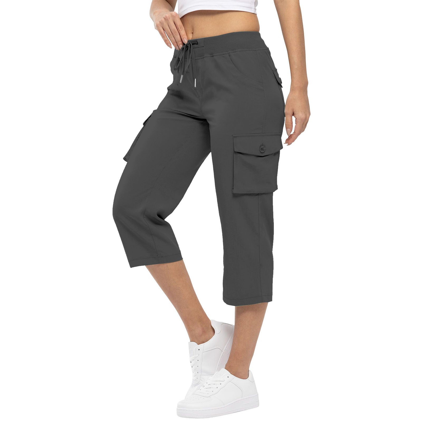 Women’s Capris with Drawstring High Waist and Pockets