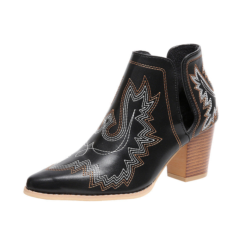 Women’s Embroidered Pointed Toe Ankle Cowboy Boots