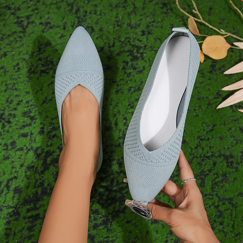 Women’s Pointed Toe Flat Sole Slip On Shoes