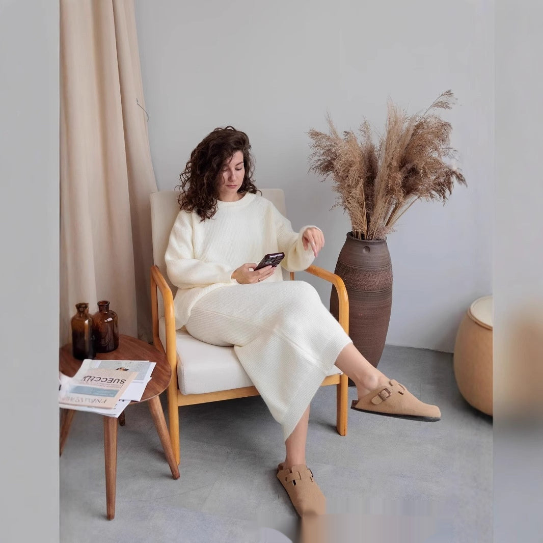 Knitted Overskirt Suit Women's Sweater Split Hip Skirt Elegant