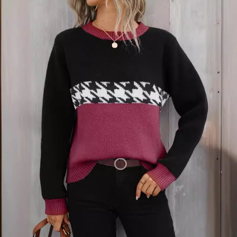 Women’s Colorblock Round Neck Knit Sweater