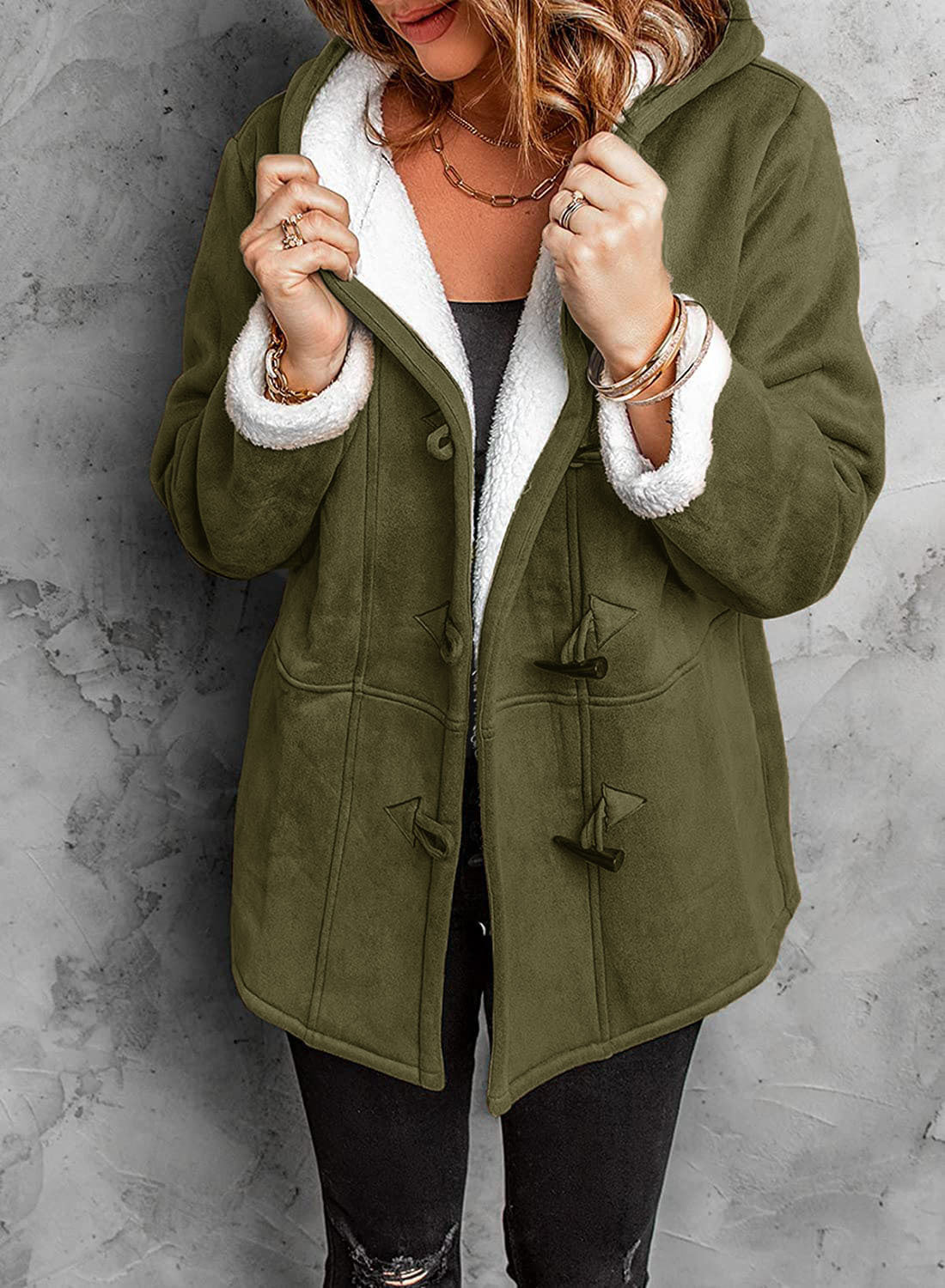 Warm and Cozy Plush Hooded Mid-Length Women’s Coat