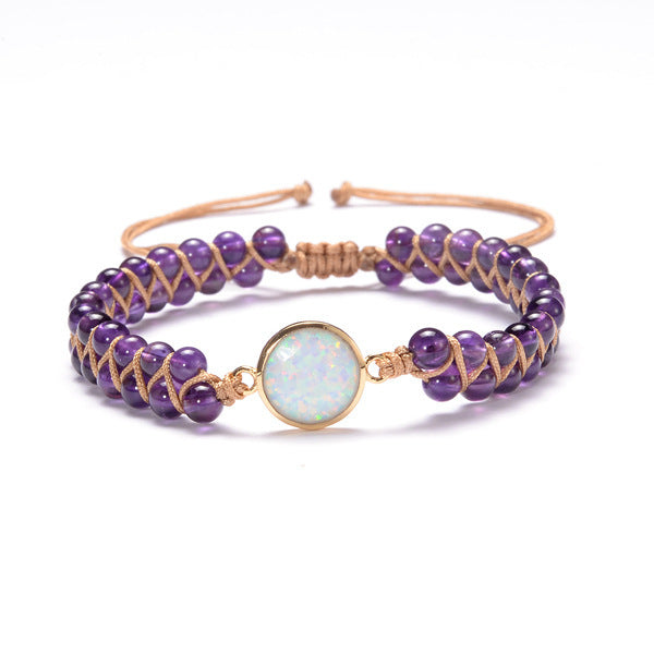 Stone and Opal Braided Bohemian Bracelet in 6 Colors - Wazzi's Wear